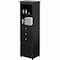 Basicwise Tall Freestanding Linen Tower, Bathroom Cabinet with 2 Open shelves, 3 Drawers, and a Closet, Black QI004611.BK - alternate 1